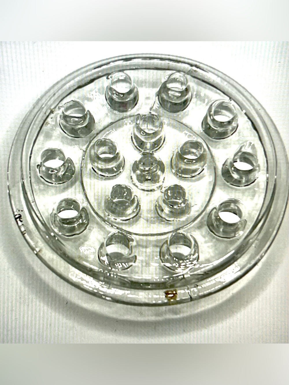Vintage Clear Glass Flower Frog | 16-Hole Floral Arranger 4.5”